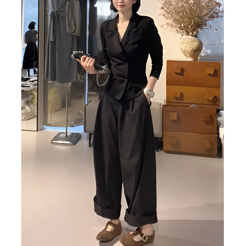 韩系超好看正肩收腰西装外套女2025新款春秋显瘦设计感两色上衣|undefined