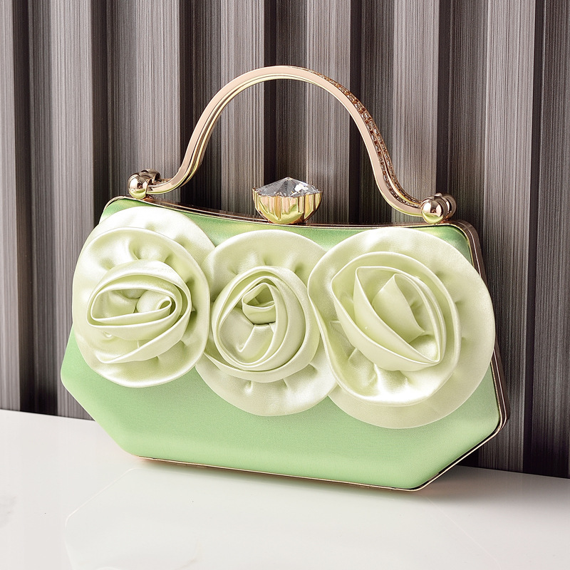 Nuevo bolso de cena de flores de seda transfronteriza vestido a juego bolso de fiesta bolso de diamantes portátil bolso de noche de venta directa de fábrica