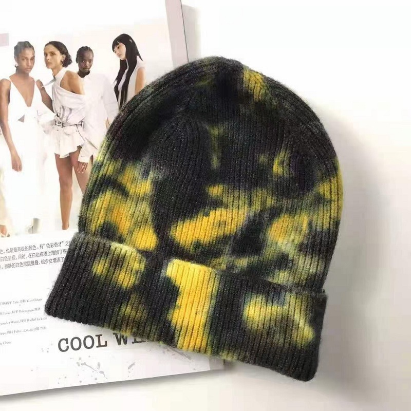 Sombreras de lana teñidas de invierno para niñas, sombreros de piel de melón de punto para hombres, sombreros de piel de melón calientes, sombreros fríos con bordas frías, se pueden fijar.