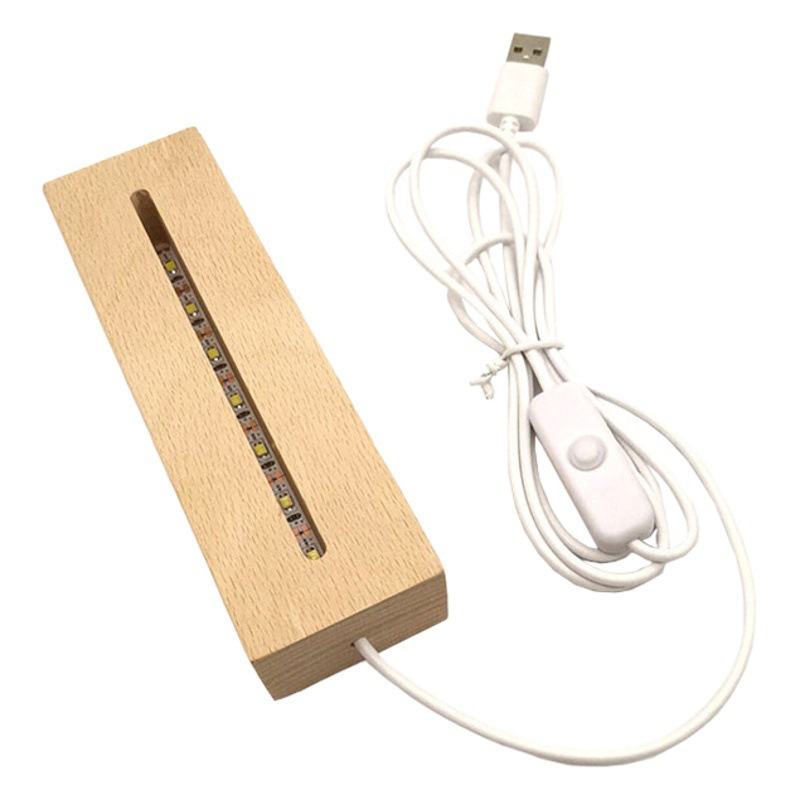 Luz nocturna larga ma ra maciza, base luminosa rectangular, so te lám placa acrílica diy, pequeños adornos vino regulables