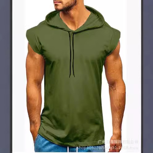 2021 nuevo AliExpress Amazon eBay hombres sin mangas Fitness deportes cordón con capucha chaleco Top hombres