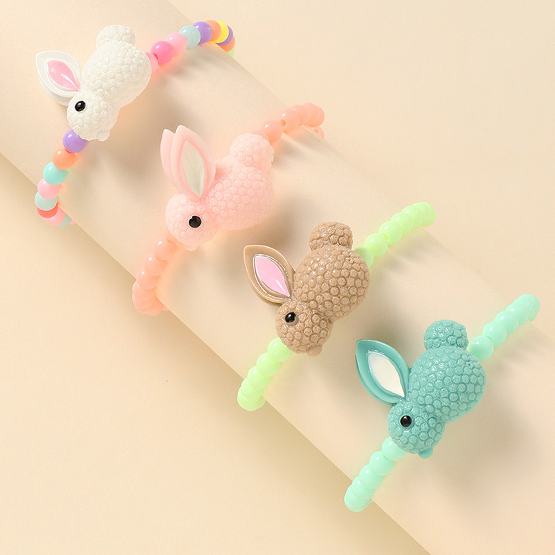 Korean  Cartoon  Colorful Beads Cute Bunny Bracelet display picture 1