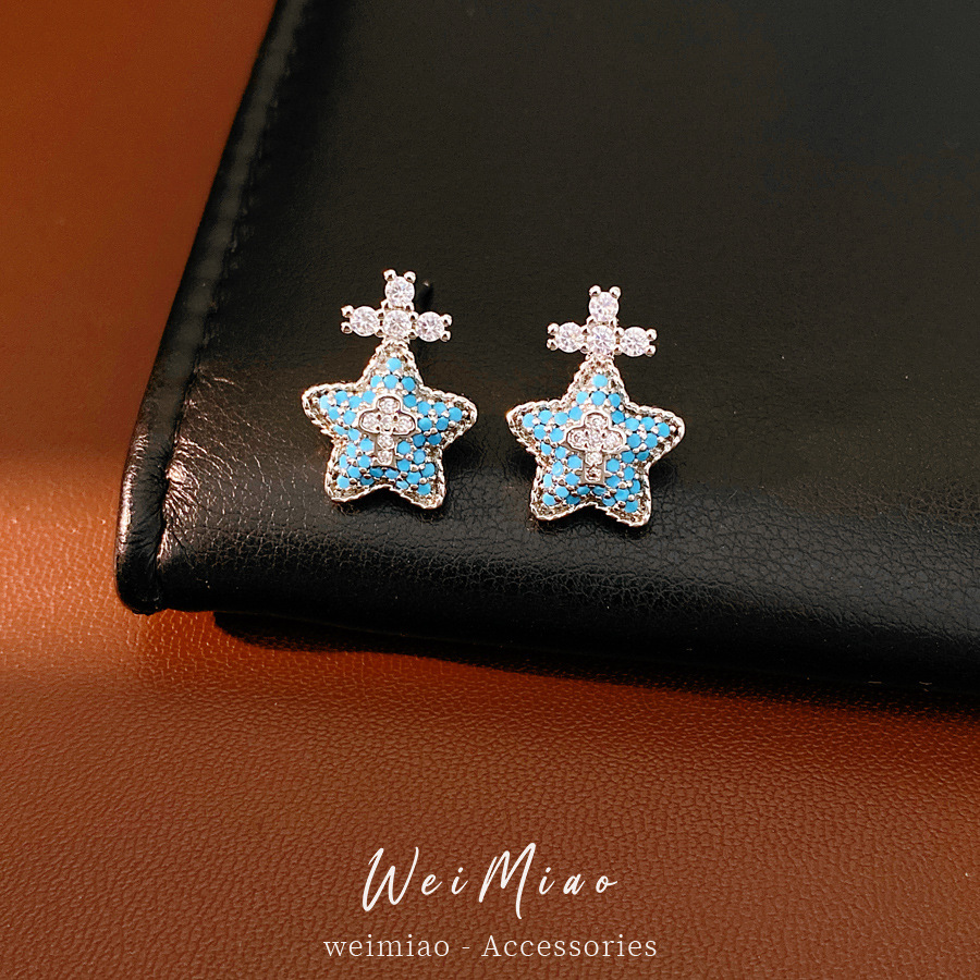 Flores de zircon cruces de estrellas collares de llaves lujosos nichos clavículas personalidad temperamento moda conjunto de joyas