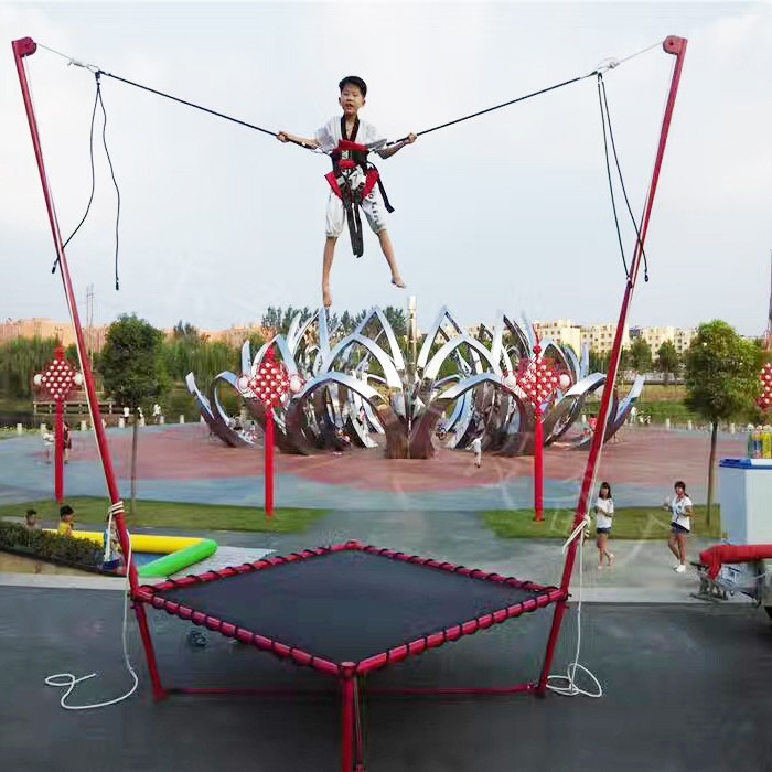 2025 Night Market Stall Kidsren's Bungee Jumping Bed Luminous Four-Person Rotating Bungee Spring Bed Single Steel Frame Bungee Bed