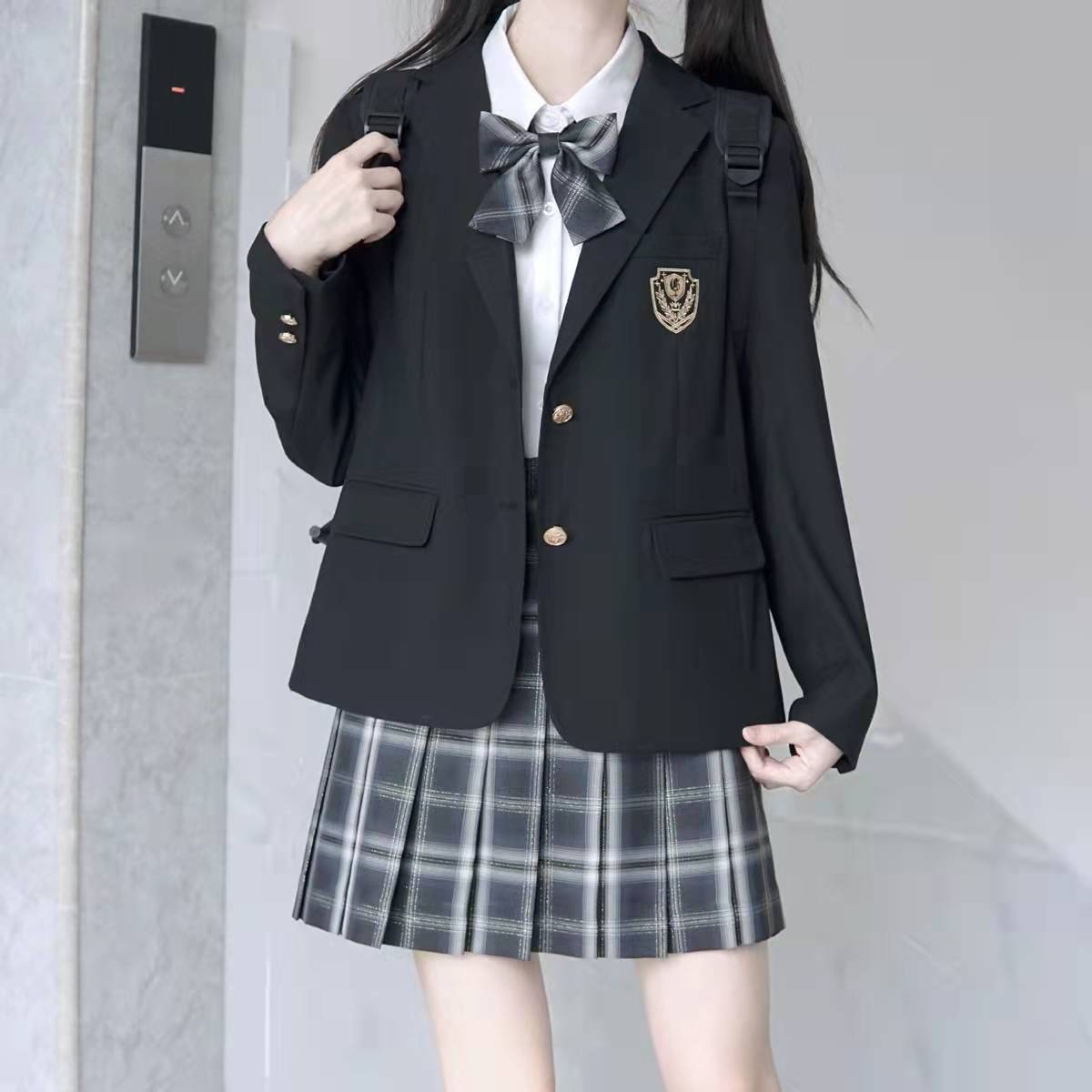 College Jk/Dk Uniform School Style Men's and Women's Suit Jacket Tops Spring Autumn Winter Genuine Black Suit Loose Trendy