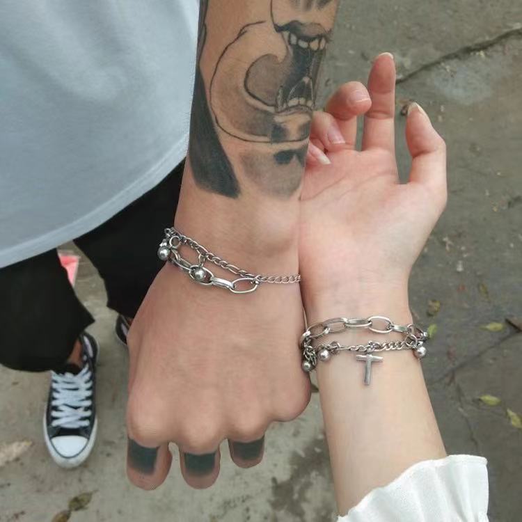 Cross Bracelet Female Girlfriend Couple Two-Person Friendship Bracelet Three-Person Jewelry Men and Women Personality Student Korean Bracelet Cross Bracelet Female Girlfriend Couple Two-Person Friendship Bracelet Three-Person Jewelry Men and Women Personality Student Korean Bracelet