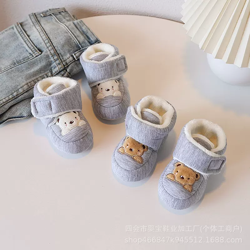 冬季新款中性休闲中筒鞋加绒保暖软底鞋0-1岁学步鞋 baby shoes