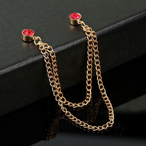 速卖通热销衬衫领口装饰 男士带钻时尚领针 胸口配饰链条胸针