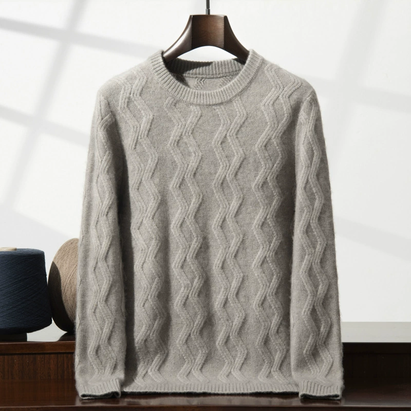 Cashmere woolen body-friendly sweater for leisure, round collar, increased thickness, loose fit