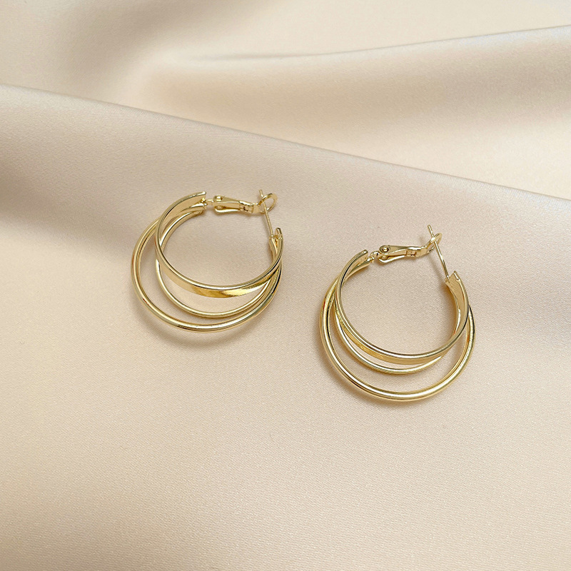 2#쓰리씨 후프 귀걸이-골드