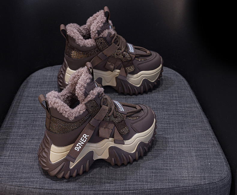 Giày sneaker nữ đế dày phong cách Hàn Quốc, lót lông cừu giữ ấm, tăng chiều cao — M2993 Trắng một lớp, M2993-1 plus nhung xám, M2993 plus trắng nhung, M2993-1 plus nâu nhung chi tiết 16