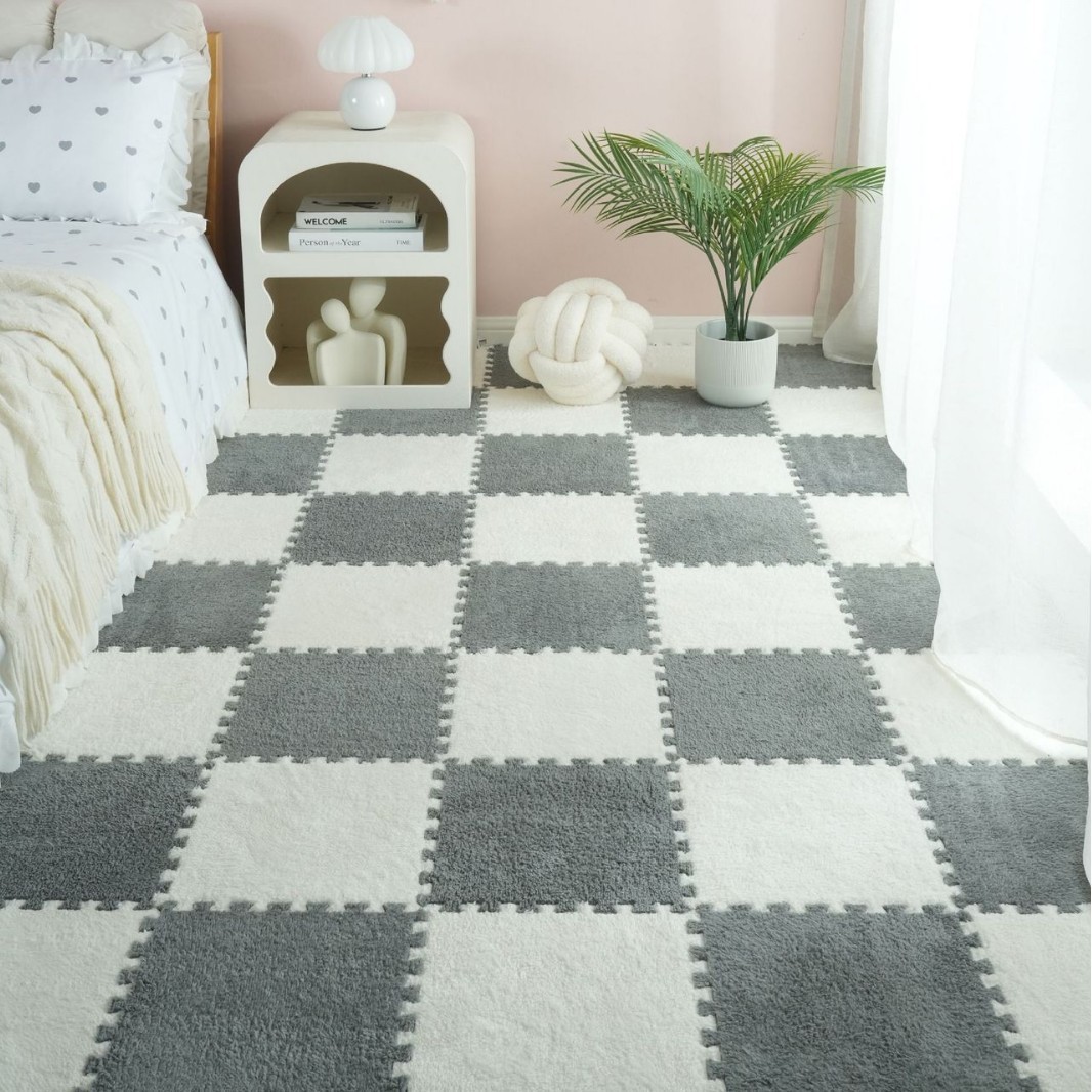 Factory Direct Supply of Interlocking Plush Crawling Carpet Mats for Full Coverage, Suitable for Cross-Border Sales, for Bay Windows, Living Rooms, Bedrooms, and Bedside Bay Window Coverage
