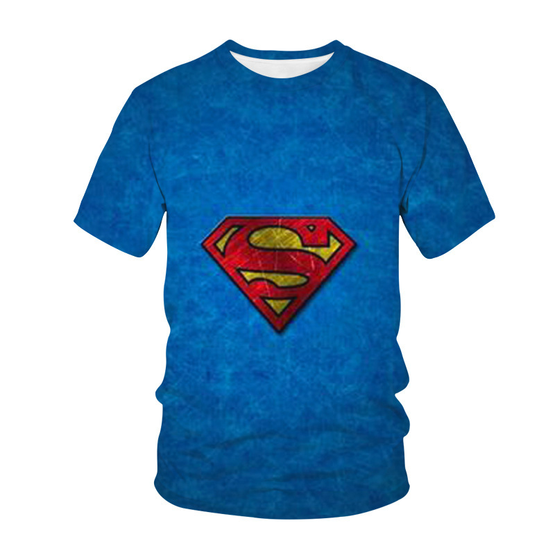 Superman Pattern 3D Digital Printing New Men's T-Shirt Clothing Daily Casual Round Neck Short-Sleeved Street Top Loose