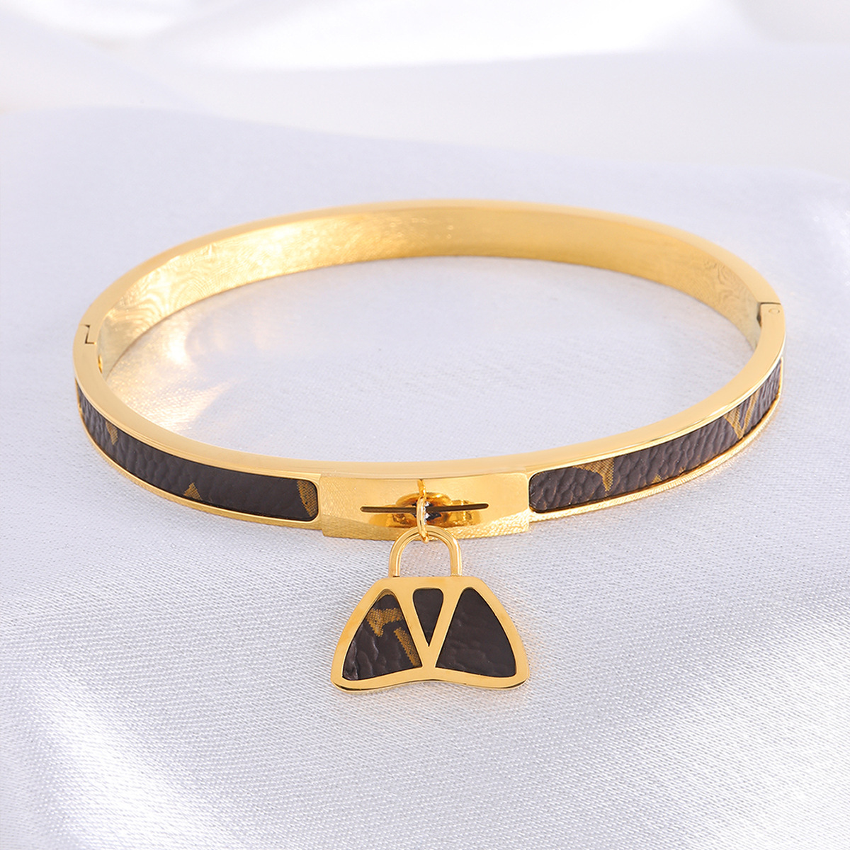 Pulsera de Acero de Titanio y Cuero para Mujer