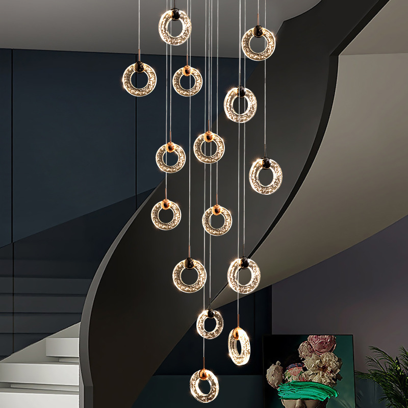 Lámpara delantera faro lámpara delantera dúplex gran sala de estar lámpara de escalera moderna simple apartamento lámpara delantera villa dúplex