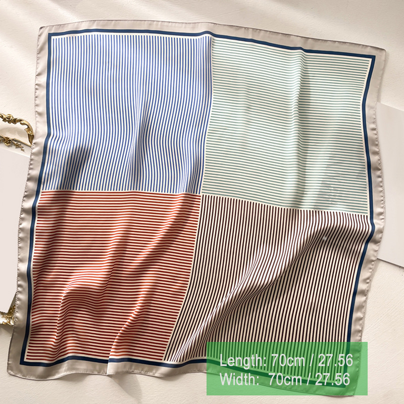 Foulard in seta da donna a righe quadrato scozzese versatile_voghion.com