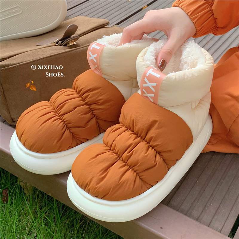 Street Creative Waterproof Trendy Cool Style Women's Short Color-Blocked Fashion Snow Boots with Fleece Lining for Autumn and Winter Street Creative Waterproof Trendy Cool Style Women's Short Color-Blocked Fashion Snow Boots with Fleece Lining for Autumn and Winter