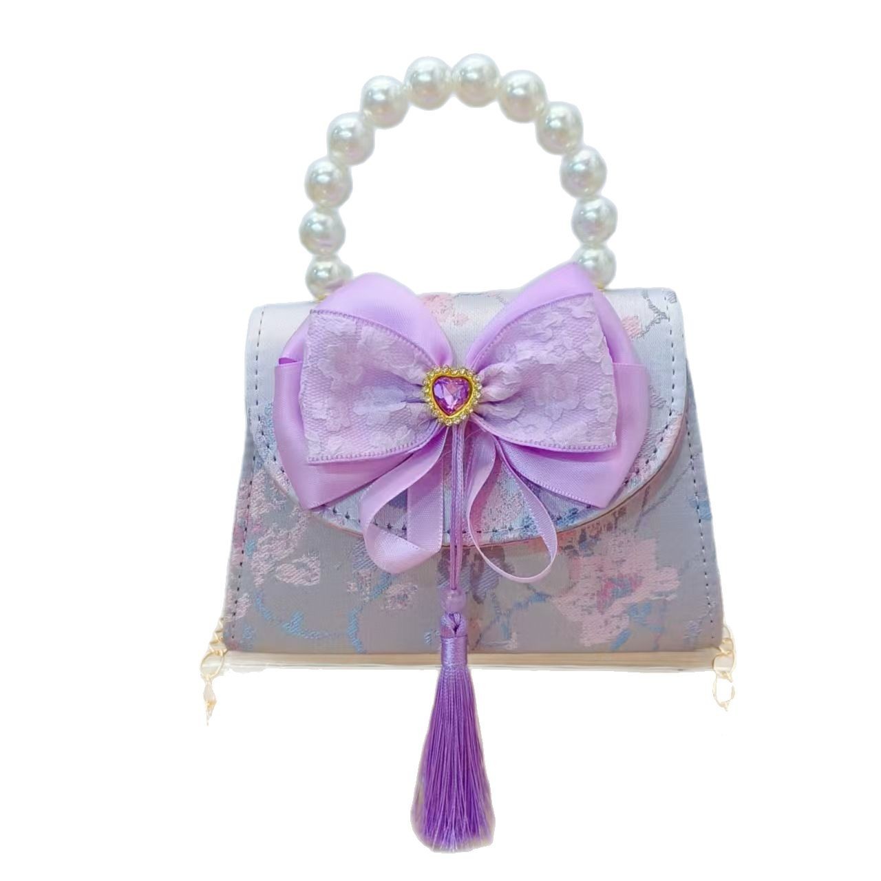 Bolsas de perlas de niñas lindas bolsas de arco de niñas antiguas bolsas de ropa antigua princesa para niños mochila inclinada