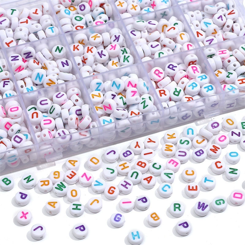 Acrylic children's beads with letters, accessory, accessories, 4×7mm, English, early education