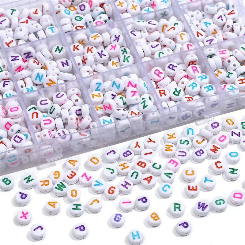 Acrylic children's beads with letters, accessory, accessories, 4×7mm, English, early education