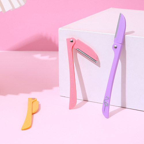 Folding eyebrow trimming knife safety razor with handle sharp eyebrow razor beauty eyebrow trimming tool folding eyebrow trimming set