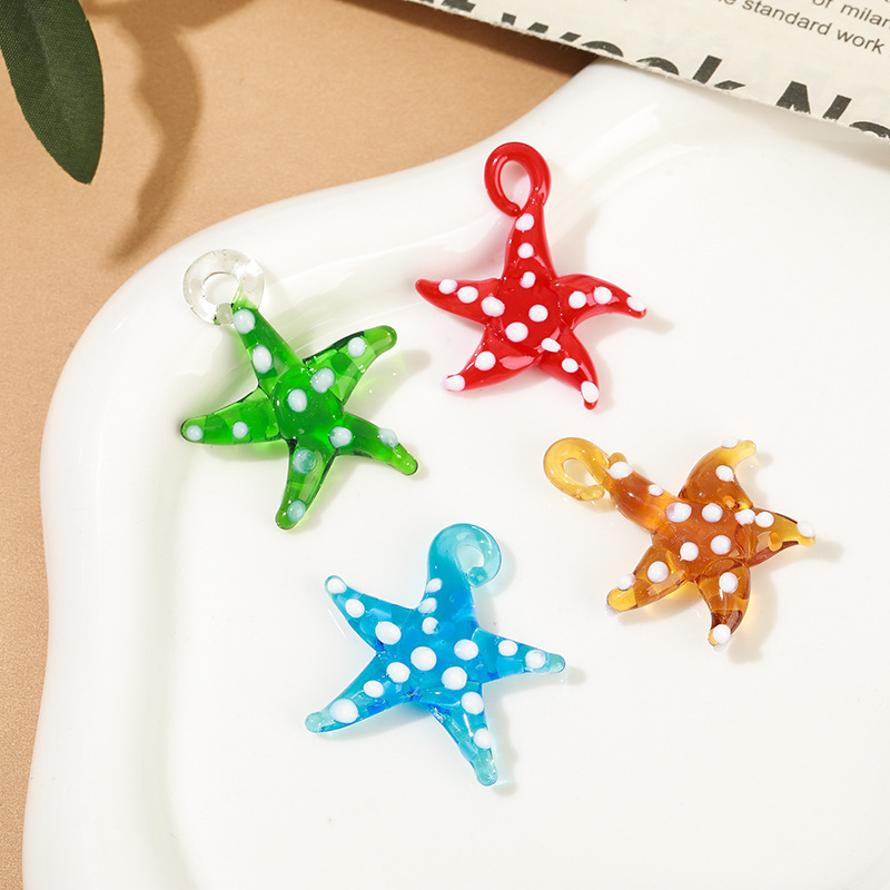 glass Material 1 Piece Glass Starfish DIY Jewelry Accessories Pendant