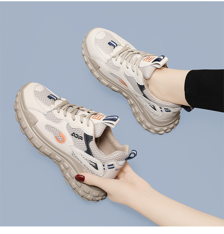 Giày sneaker nữ đế dày chunky da thật mỏng thoáng khí mùa hè 2025, gót 5 cm — 11253-2 Mẫu thoáng khí mùa hè màu trắng và xanh lá cây/chiều cao gót 5cm, 11253-1 Xám xanh nhạt nhung/chiều cao gót 5cm, 11253- 2m Màu xám phong cách thoáng khí mùa hè/chiều cao gót 5cm, 11253 xanh xám chiều cao gót 5cm chi tiết 6
