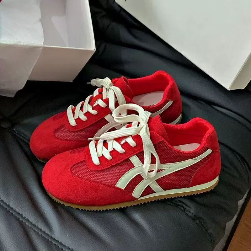 网面德训鞋女新款时尚透气运动鞋轻便休闲板鞋百搭复古阿甘鞋女鞋