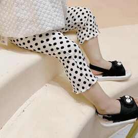 女童夏装裤子小童喇叭裤洋气韩版女宝宝七分裤儿童冰丝薄款休闲裤