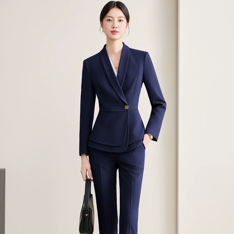 Demi-season fashionable long-sleeve, high-end fitted classic suit, brace for work