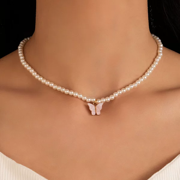 Cross-border Fashion New Pearl Bow Pendant Necklace Earrings suit Women Light Luxury Niche Design All-match Accessories