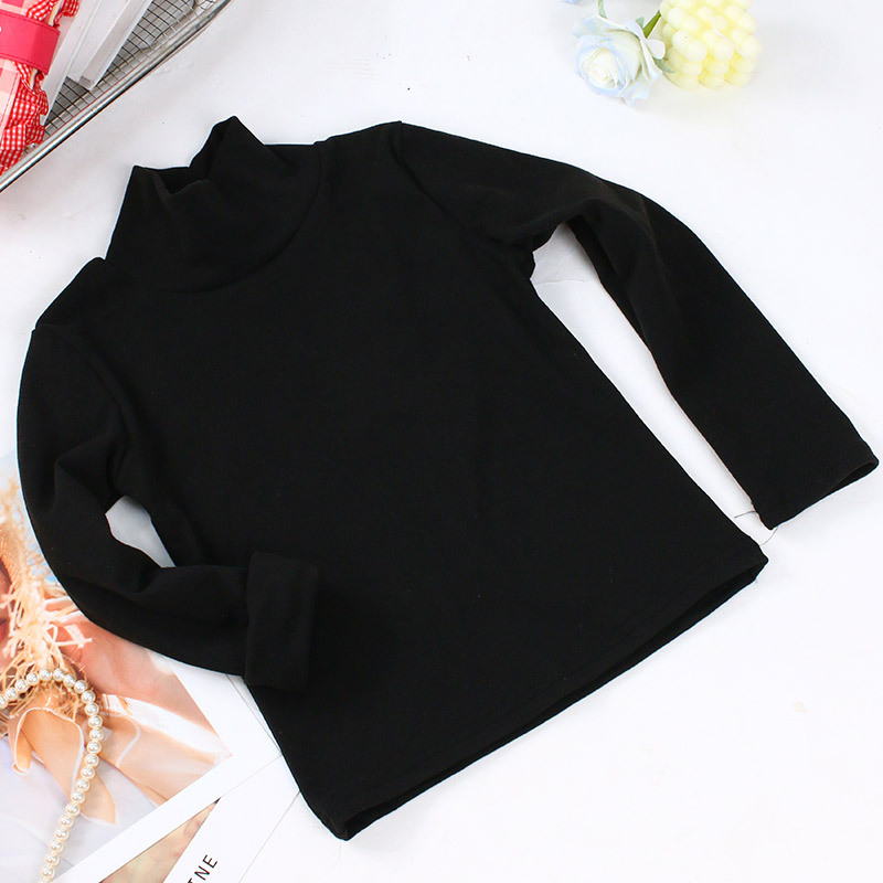 Otoño e invierno nuevo de terciopelo niños medio cuello alto camisa de fondo color sólido niños y niñas Bebé Ropa interior térmica entrega de una sola pieza