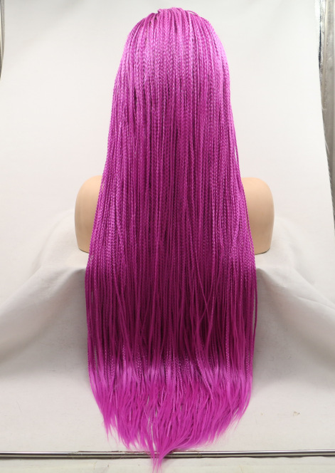 Amazon rosa tres hebras pequeñas trenzas europeas y estadounidenses pelucas damas delanteras encaje fibra química trenzas pequeñas cubierta de cabeza LW0252