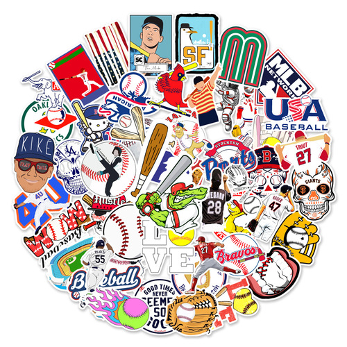 50 Baseball Graffiti Stickers Skateboard Helmet Water Cup Computer Decorative Stickers Waterproof Wholesale