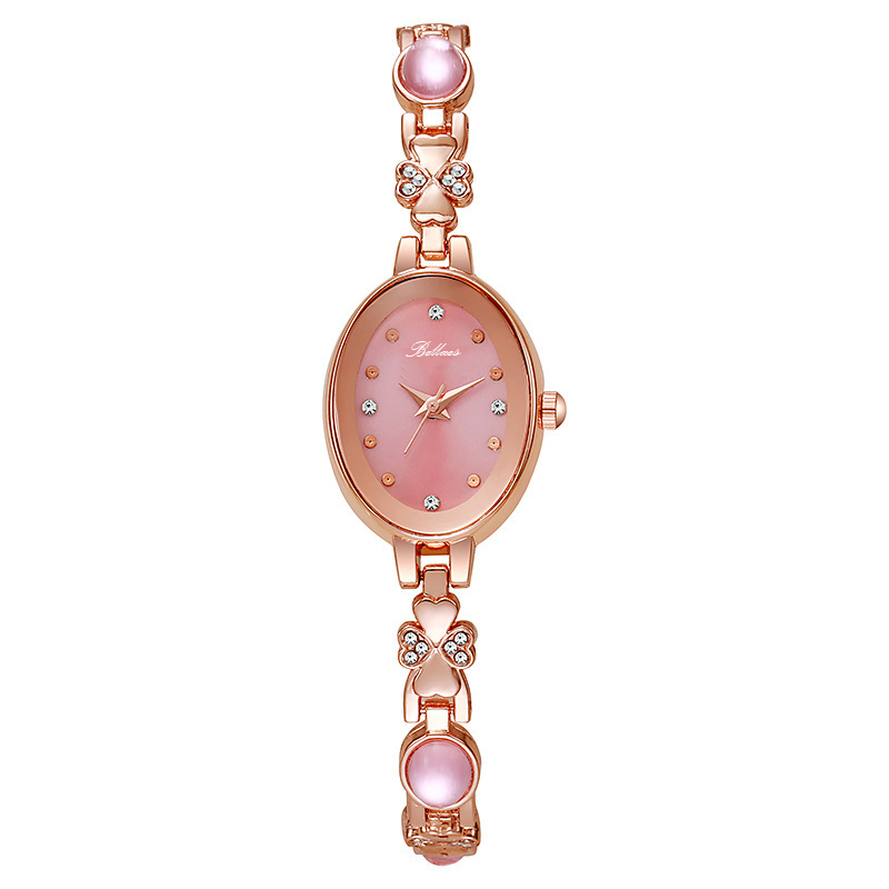 Joyería de lujo ligera con diamantes de cuarzo oval reloj de pulsera de mujer de alto valor visual temperamento de moda simple