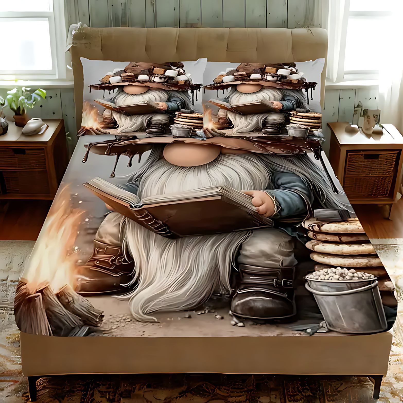 Temas de dibujos animados TEMU / JIT enanos patrón de impresión digital HD cama de cama de cama de cama