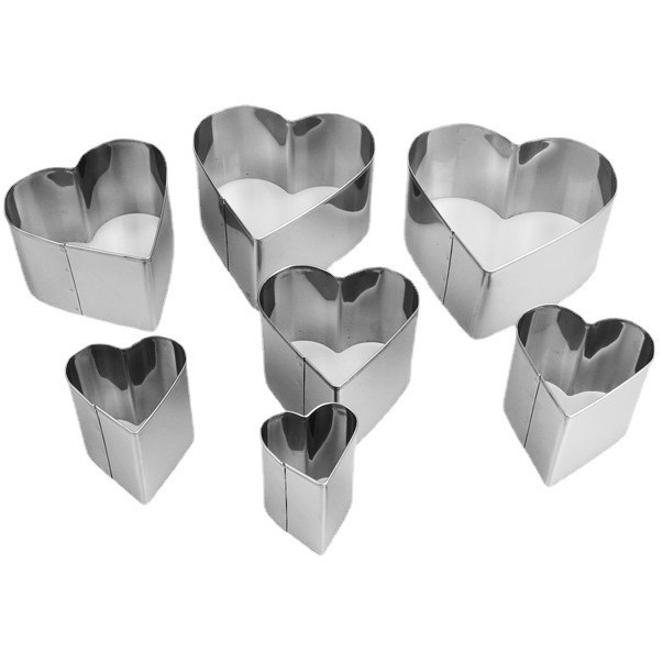 Stainless steel cake mold biscuit mold DIY baking tool fruit cutting height 5cm plum blossom seven-piece set