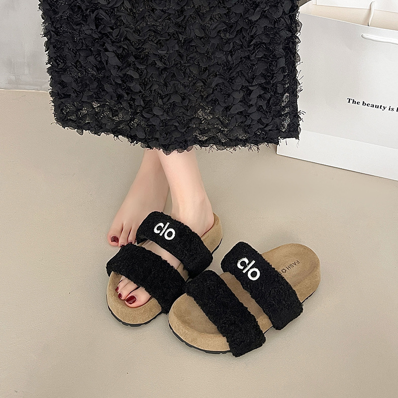 网红同款毛毛拖鞋女外穿高级感厚底拖鞋百搭休闲时尚防滑毛绒拖鞋|undefined