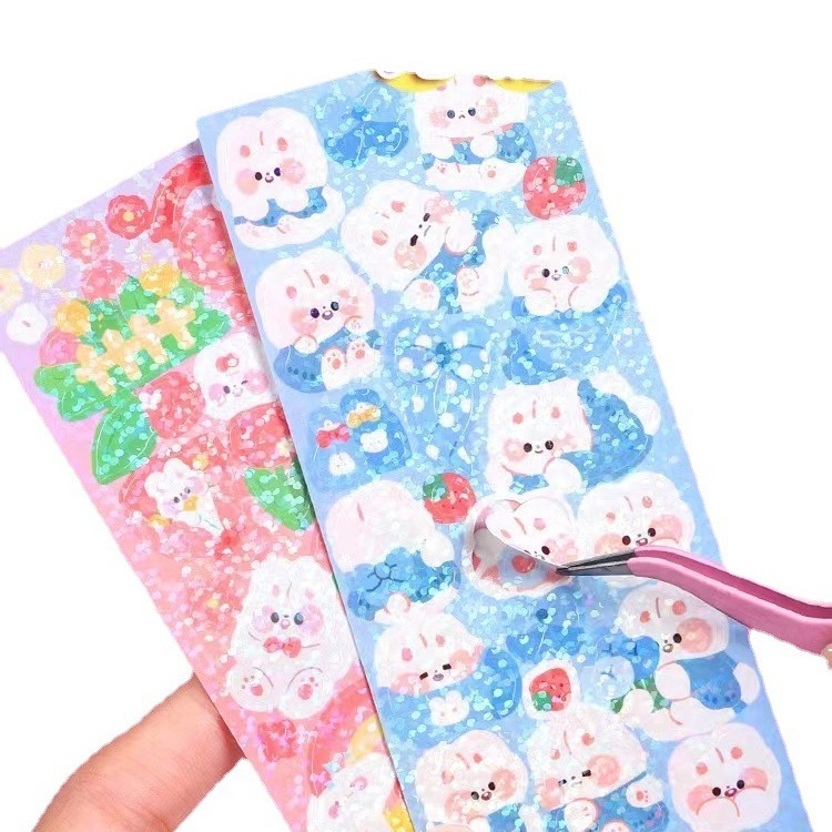 Original lindo Goo tarjeta pegatinas coreano láser mano cuenta dibujos animados PVC pegatinas decorativas pegatinas al por mayor evaluación tarjeta traje