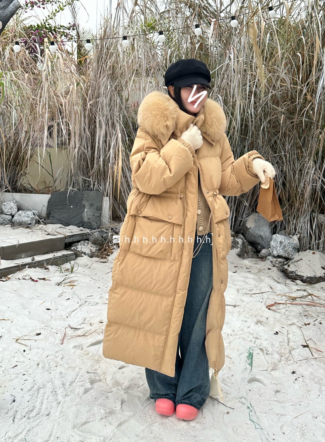 Fox Fur Collar Long Thickened White Duck Down Jacket Women's