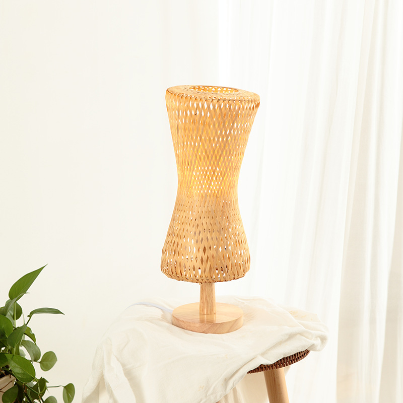 护眼台灯手工竹编灯罩卧室学习灯创意现代浪漫落地床头灯外壳罩|ms