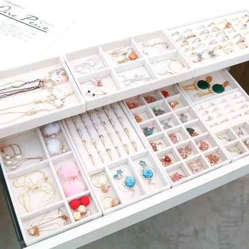 Lined Fabric Jewelry Box Drawer Organizer Jewelry Tray Home Earrings Studs Necklace Rings Hair Accessories Box