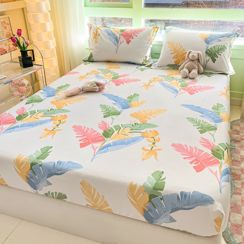 Sombrilla de cama de algodón pieza individual 100 algodón dormitorio de estudiantes colchón individual funda protectora funda de cama funda de almohada juego de tres piezas 2