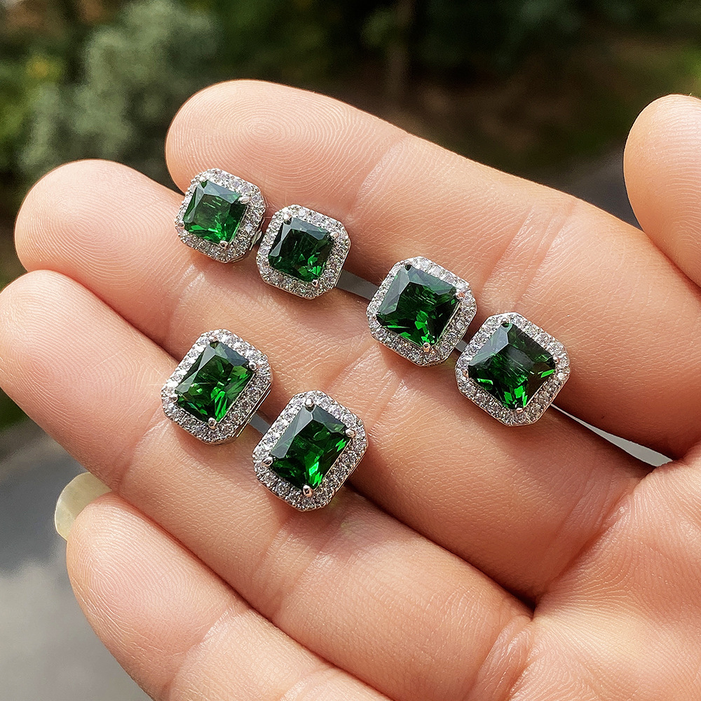 Ear Studs Classification 1 Pair Simple Style Square Copper Inlay Zircon Ear Studs