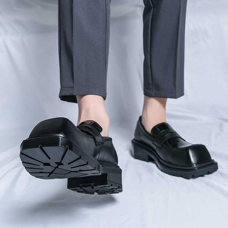 zapatos de cuero cabelludo de base gruesa para hombres británicos vientos casuales chaqueta de mejor hombre negro zapatos de derby de altura gruesa