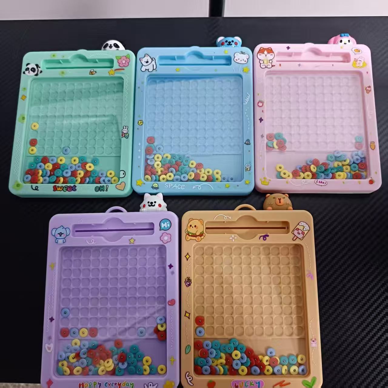Creative Cartoon Fun Educational Colorful Beads Magnetic Rolling Bead Board Keychain Pendant Toy Student Backpack Decoration Gift