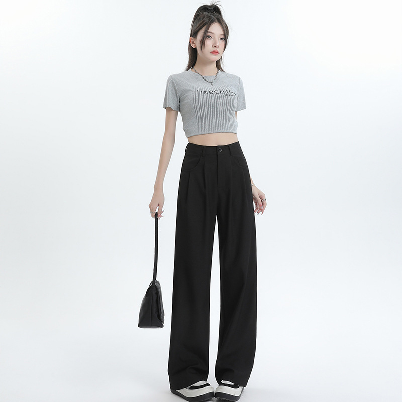 Women's Spring and Autumn Thin High Waist Dipped Casual Grey Summer Narrow Edition Straight Leg Sunscreen Pants Women's Spring and Autumn Thin High Waist Dipped Casual Grey Summer Narrow Edition Straight Leg Sunscreen Pants