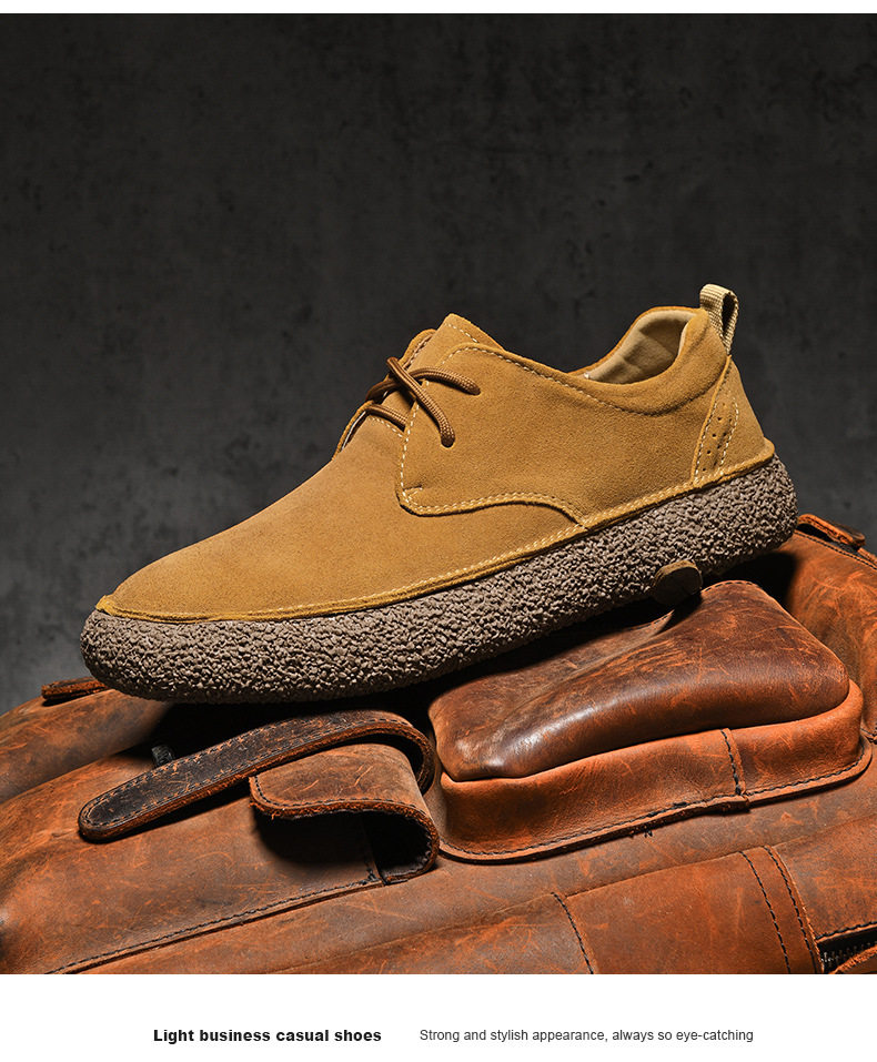 Giày sneaker nam cổ thấp da lộn phối lưới, đế dày — 2307 ren màu xám, 2307 ren nâu, 2307 ren đen, ren 2307m màu chi tiết 5