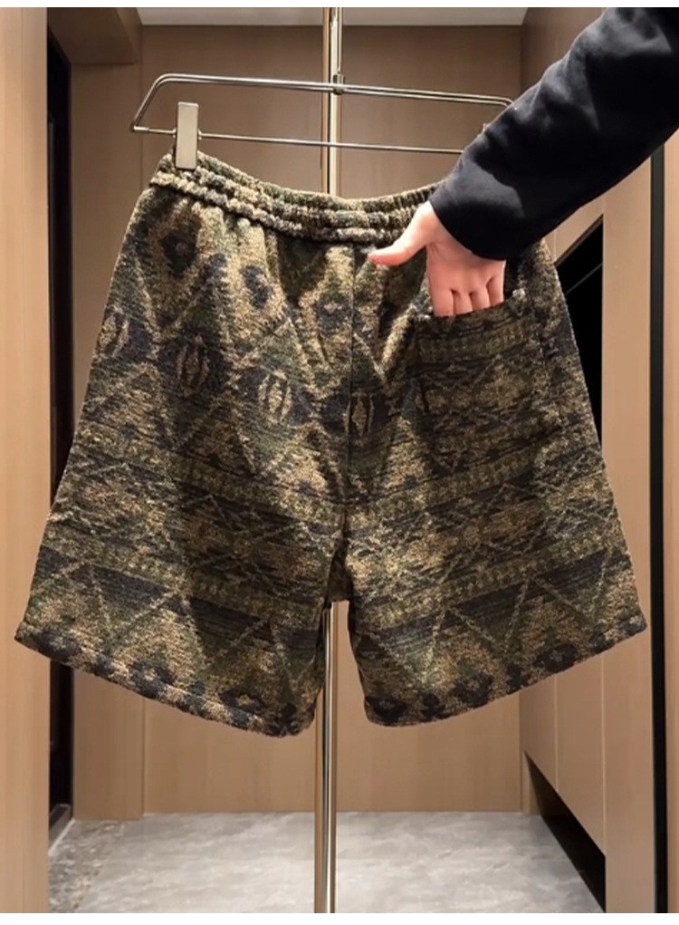 Men's Retro Plaid Loose Fit Shorts National Trend Style Summer Casual Sports Breeches Five Point Pants Trendy Brand_viptrois.com