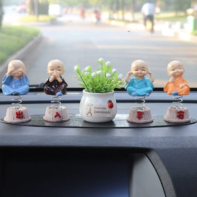 Popular Online Car Interior, Car ornaments - shake-head-monk-white-flower-pot-leopard-mat